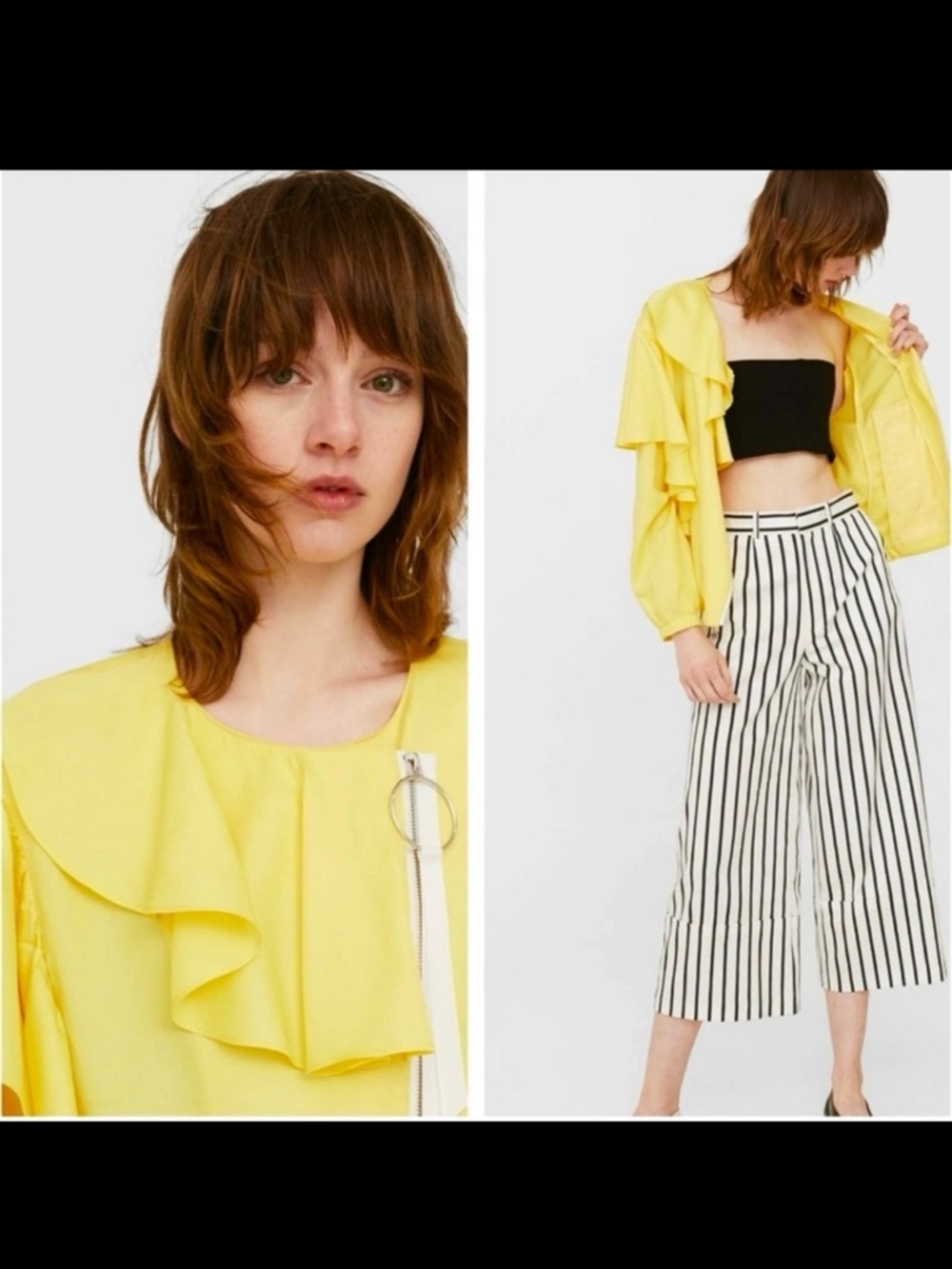 NWT Mango Raffled Yellow Jacket